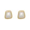 French Geometric Pearl Stud Piercing Earrings For Women Lady Fashion New Jewelry Gift Party Wedding bijoux femme