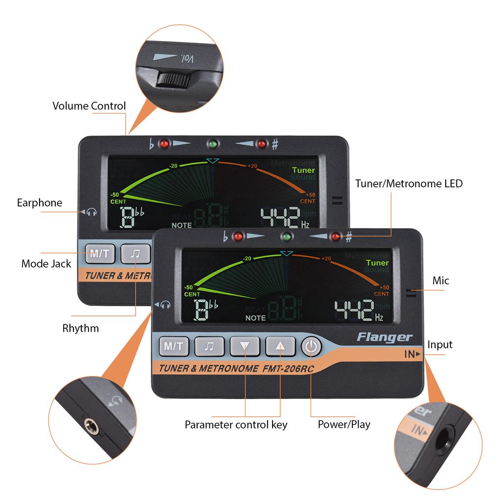 Гитарный тюнер для хроматической гитары, бас-скрипки, укулеле, цветного ЖК-экрана, портативной гитары