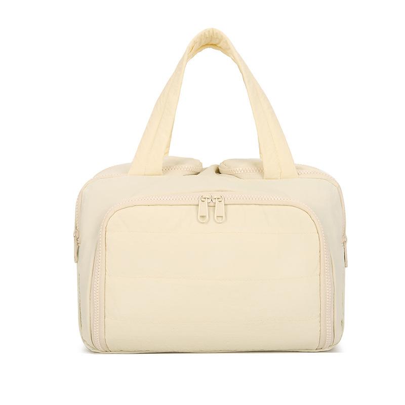 Travel toiletry bag with wide opening, fluffy makeup bag, storage pouch, toiletry set organizer, portable handbag