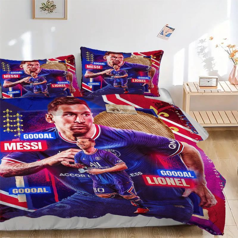 Messi'S Goal Celebration Print 3Pcs Bedding Setduvet Cover With 2 Bedropillowcase Home Birthday Gift