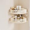 Suction Cup Corner Shelf Triangle Corner Shower Caddy No Drilling Adjustable Bathroom Organizer with Towel Bar Storage Rack for Shower Kitchen