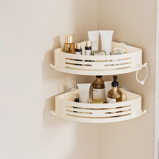 Suction Cup Corner Shelf Triangle Corner Shower Caddy No Drilling Adjustable Bathroom Organizer with Towel Bar Storage Rack for Shower Kitchen