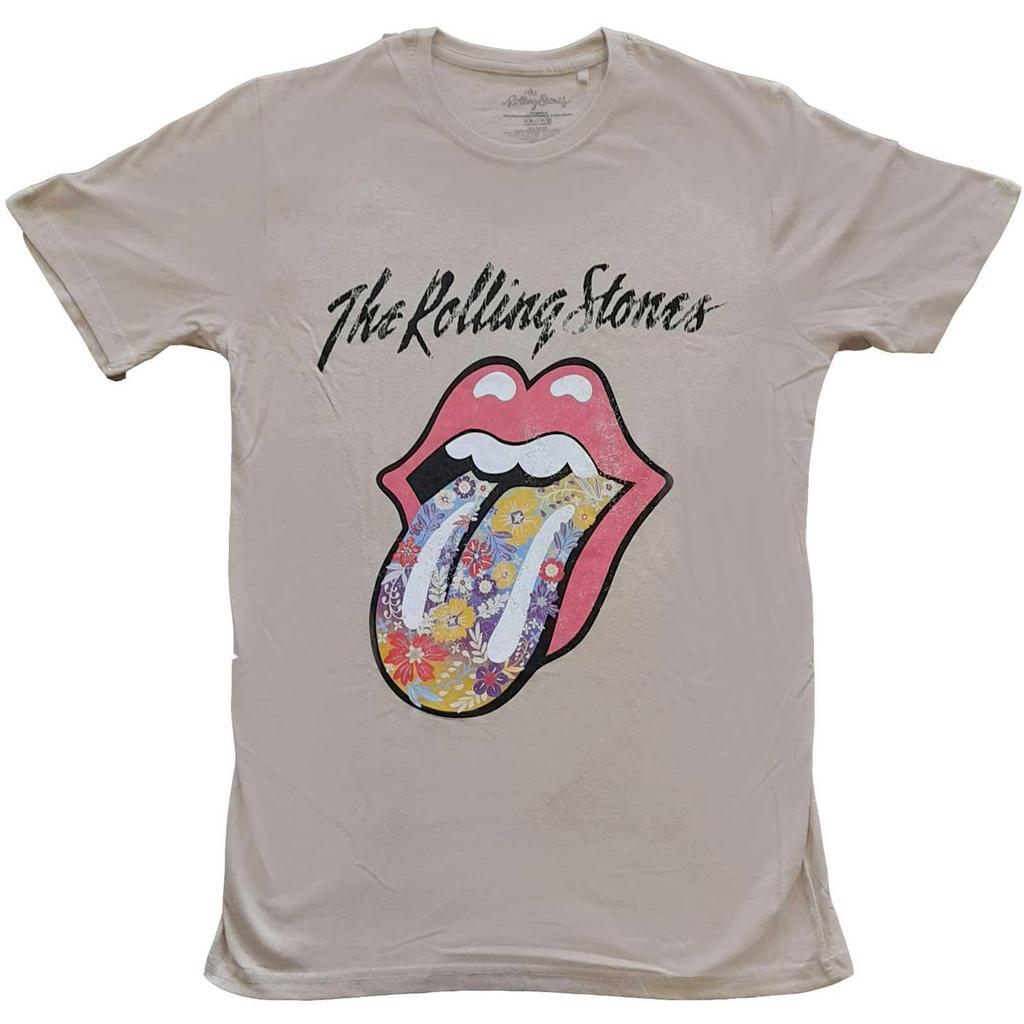 The Rolling Stones Unisex Adult Flowers Cotton Logo T-Shirt