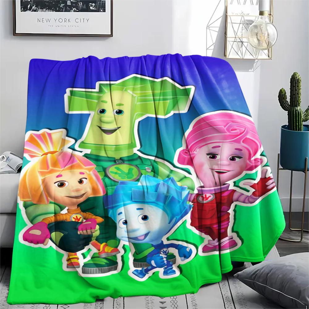 1 шт. Фланелевое одеяло с принтом Фиксиков, Высокое качество, Комфортное для всех сезонов, Декор для дома, Тепло и уют, Идеально для подарков