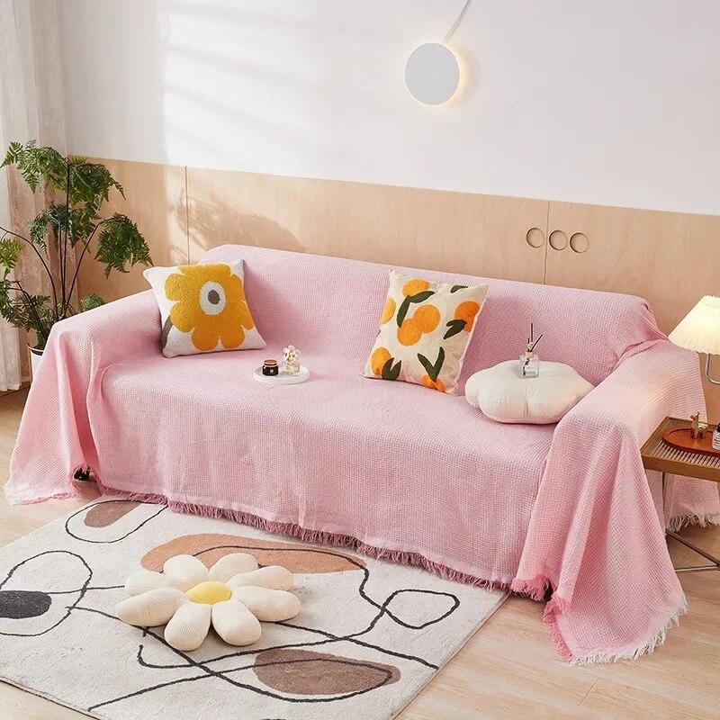 Покрывало для дивана Nordic Double Mat Ins Minimalist Anti Slip Solid Color Sofa Towel Двустороннее всесезонное покрывало для дивана