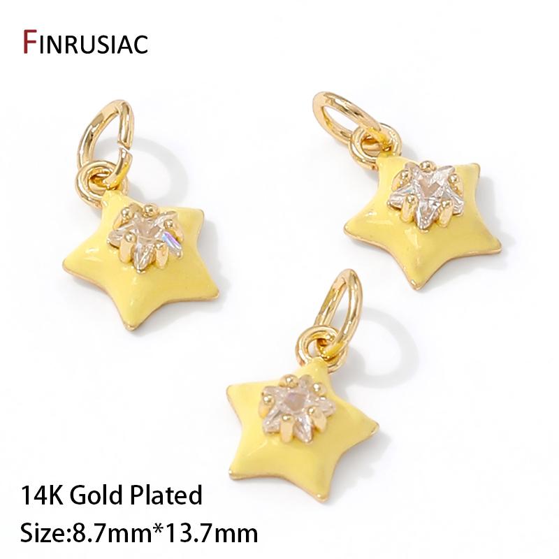 Позолоченная латунь 14K, цирконы, эмаль, подвески-звездочки для изготовления ювелирных изделий, серег, ожерелий, браслетов, поделок, аксессуары