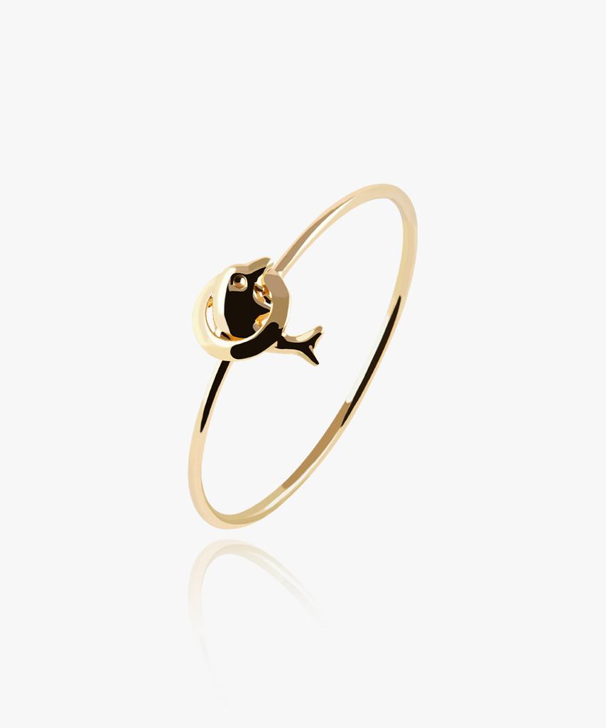 Helene Jewelry Кольцо с прыгающим дельфином 14K Кольцо с золотой нитью (Тип А)
