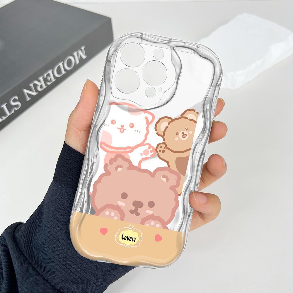 Cute Cartoon Pattern Cream Texture Casing Wavy Edge Soft Silicone Cover Phone Case for Vivo