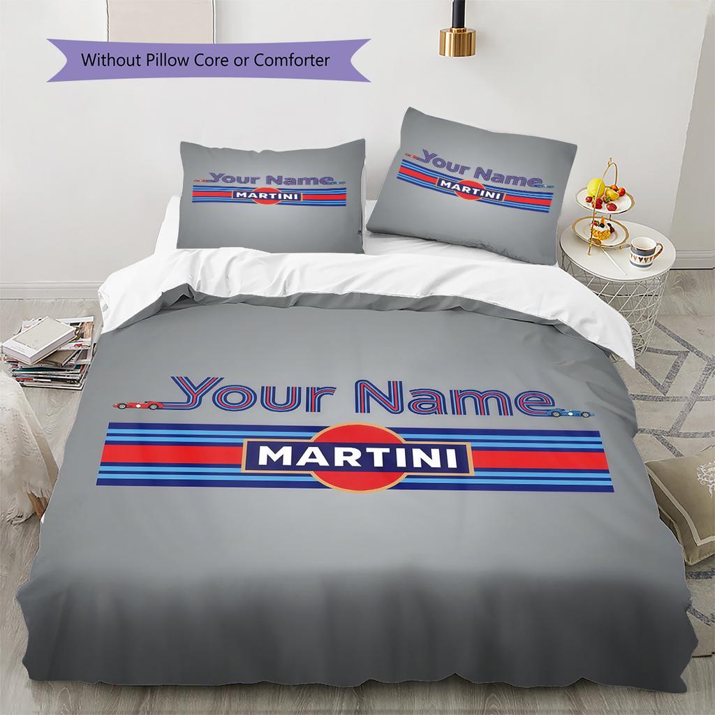 Martini Custom Name Pattern Bedding Quilt Set Quilt Cover Pillowcase Home Birthday Gift(1 * duvet cover + 2 * pillowcase, without core)