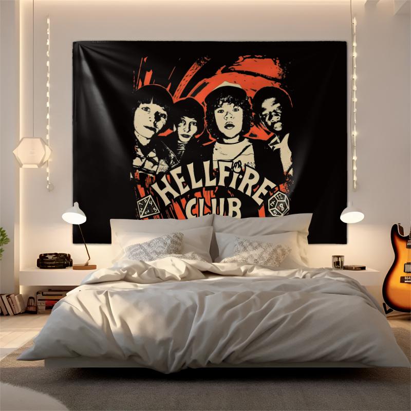 S-Stranger T-Things Hellfire Club Tapestry Wall Hanging Banner Background Backdrops Living Room Cloth Bedroom Party Decor Gift