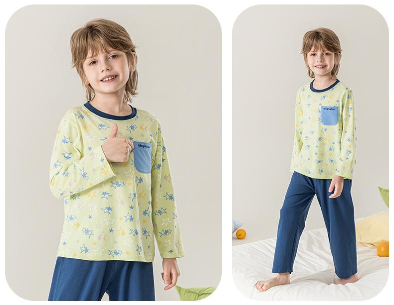 Yingbolun's 26th Summer New Boys' Long sleeved Pants Lycra Cotton Set A-class Home Clothes
