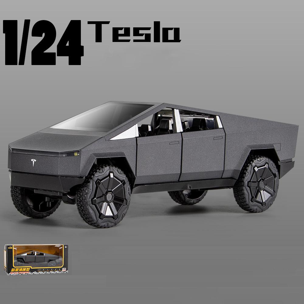 1:24 масштаба модель Cybertruck, пикап, автомобиль из сплава, литье под давлением, металлическая игрушка, электронные игрушки с подсветкой и музыкой для детей, подарок