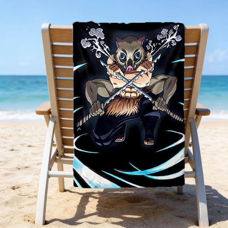 1pc Demon Slayer2 Beach Towel with Custom Name, Beach/Swimming/Bath/Picnic/Camping Towel, Suitable for Seaside Beaches