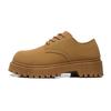 Fashion Men's British Low-Top Yellow Derby Work Boots Big Round Toe Chunky Sole Leather Shoes Durable Non-Slip Casual Comfort Footwear