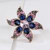 Luxury Vintage Crystal Color Gemstone Ribbon Flower Alloy Brooch Pin Corsage Accessories Brooch