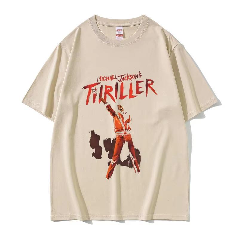 Майкл Джексон Thriller Мерч Футболка Мужская Женская Винтаж Готика Рок Уличная Мода Мужская Повседневная Хип-Хоп Футболки с Круглым Вырезом