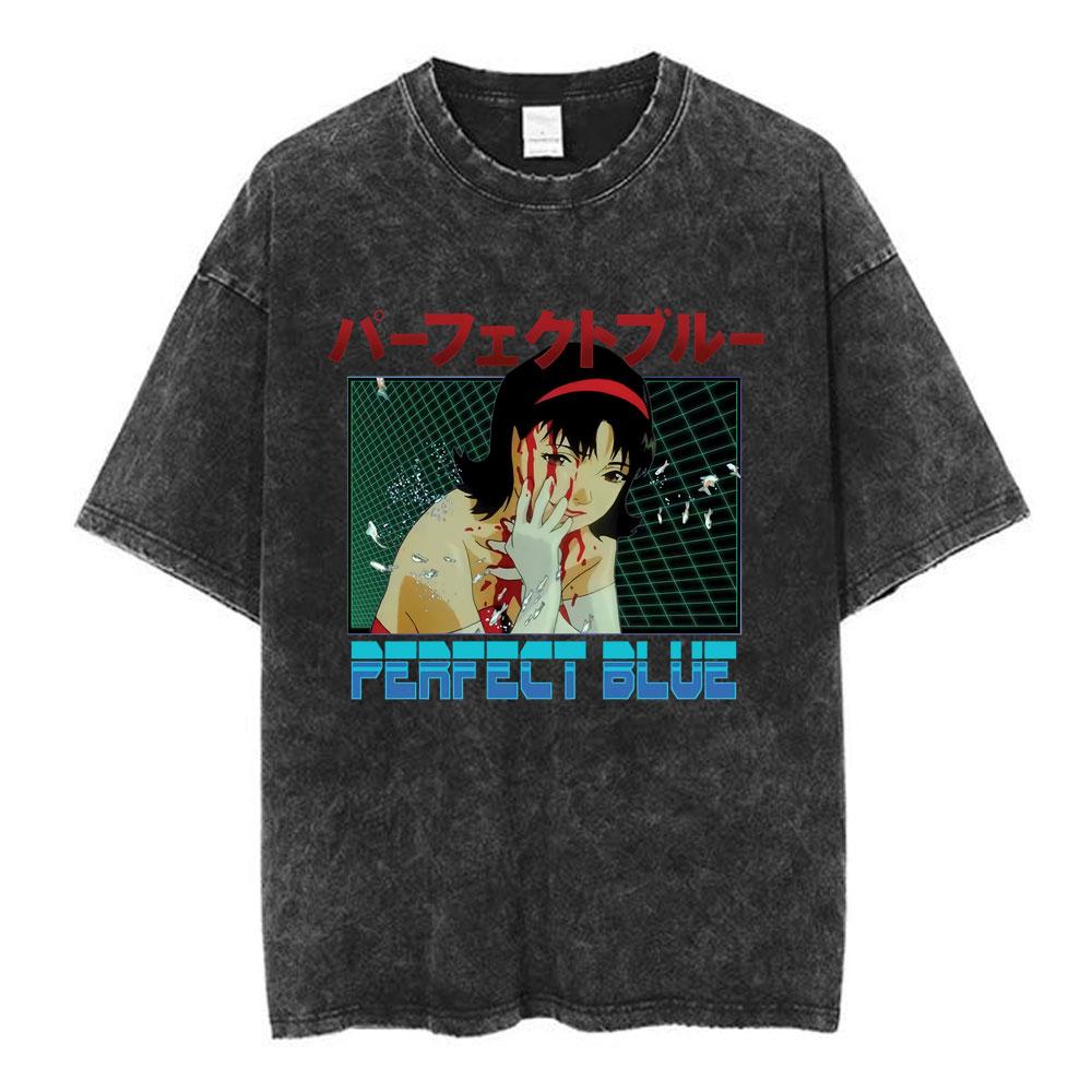 Anime Perfect Blue Mima Kirigoe Vintage Washed TShirt Men Women Clothing Fashion Aesthetic Short Sleeve Oversized T Shirts Tops