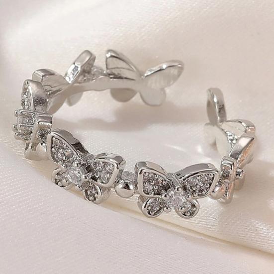 Кольцо на палец с бабочками, открывающееся ювелирное изделие, регулируемое кольцо в корейском стиле для помолвки