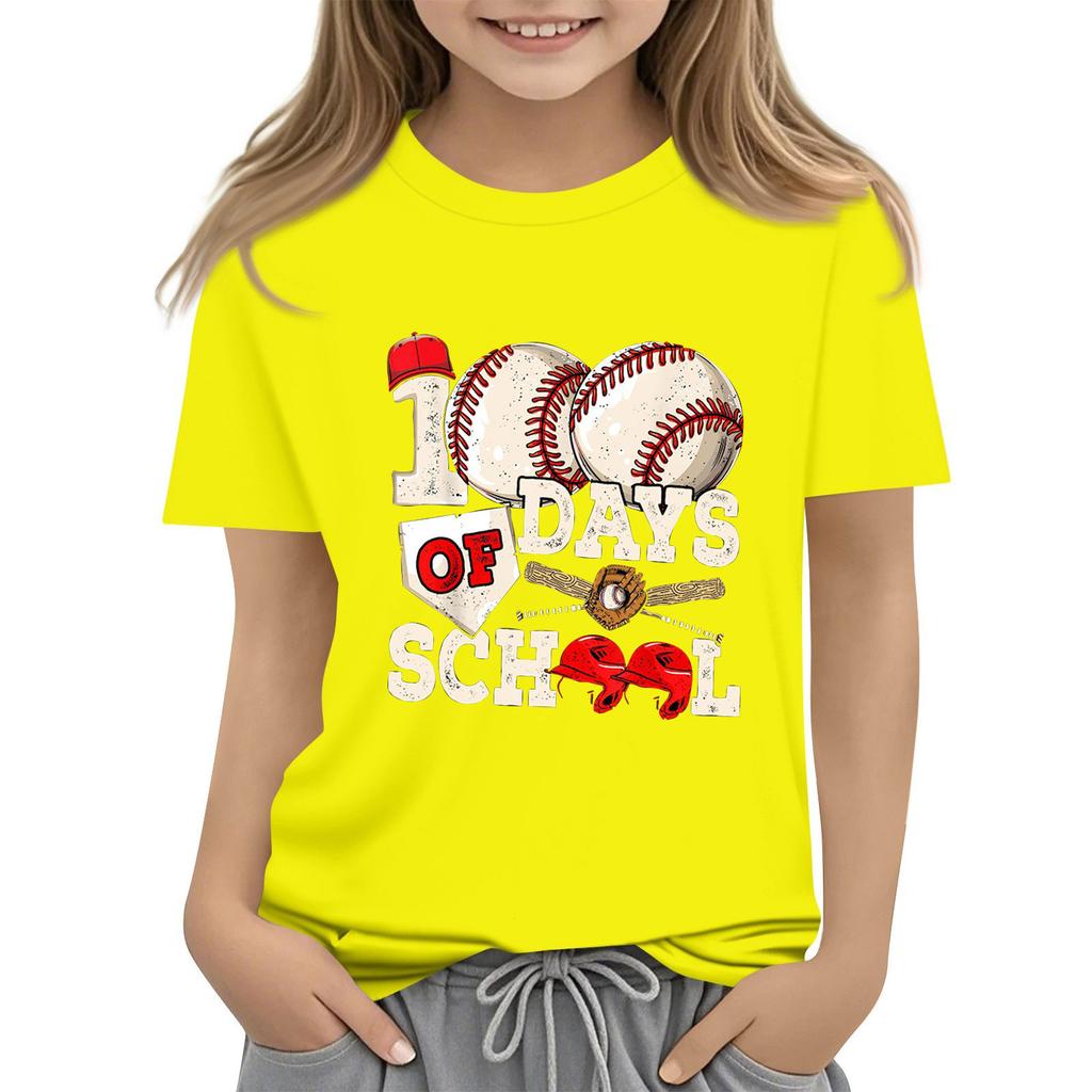 Детская модная повседневная футболка с коротким рукавом и круглым вырезом в честь 100-дневной годовщины школы