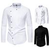 Men's Restaurant Chef Uniform Clothing Standing Collar Long Sleeve Shirt Workwear Teckwear White Shirts for Men