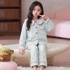 Girls Long Sleeve Cartoon Pajama Set Soft Warm Fleece Sleepwear Home Casual Wear