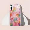 Pink floral patterned glass phone case suitable for Samsung Galaxy S26 S25 S24 S23 S22 S20 FE/Ultra/Plus anti drop back cover