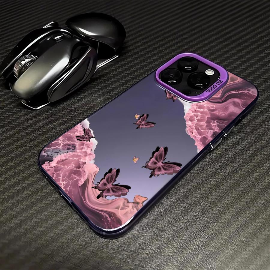 Phone Cover Case for iPhone 17 Pro Max 15 Air 14 Plus 13 16 11 12 Pro Creative Pink Sea Butterfly