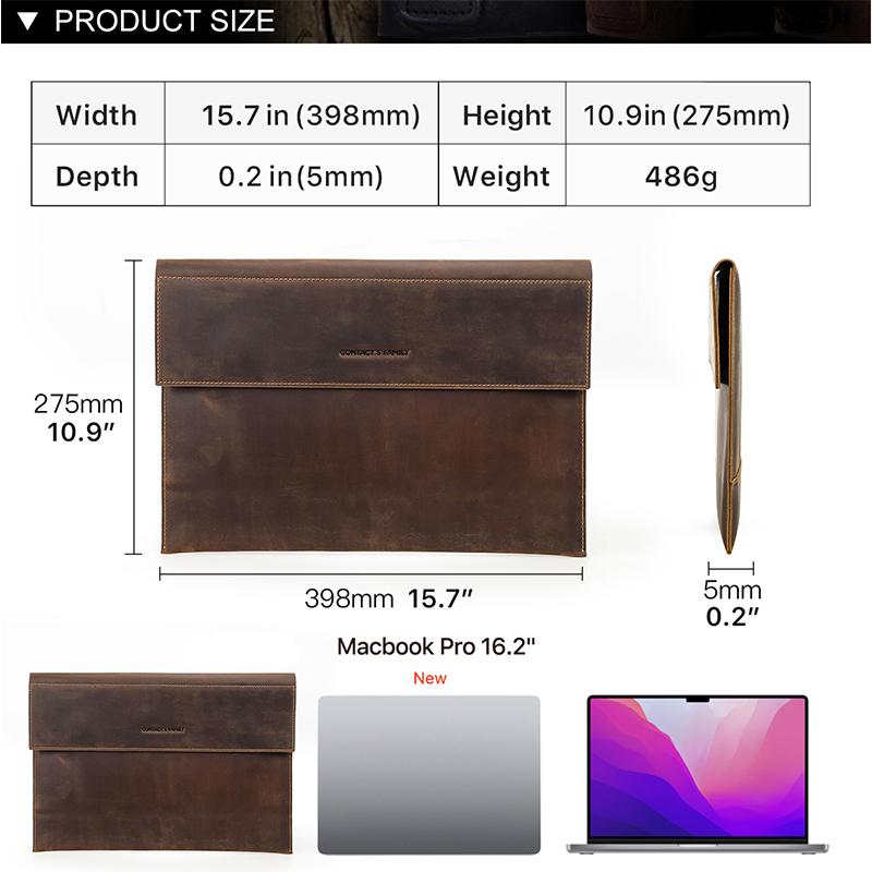 Чехол для ноутбука из натуральной кожи для MacBook 14,2/16,2 дюйма, 2021 г.