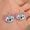 Adorable Cartoon Character Stitch Shimmering Drip Oil Jewelry Set Elegant Necklace Bracelet And Earrings For All Occasions