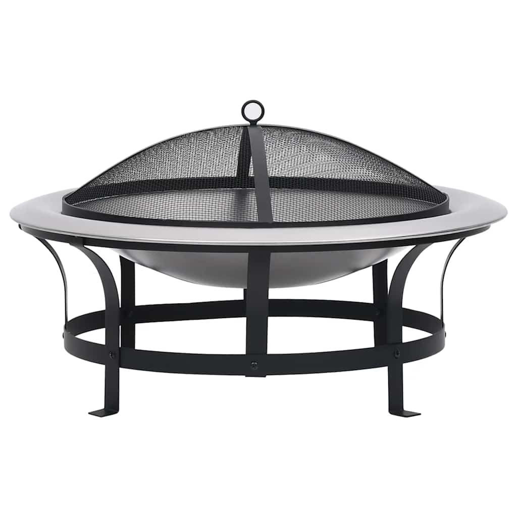 Garden Fire Bowl with Grill Stainless Steel 76 cm
