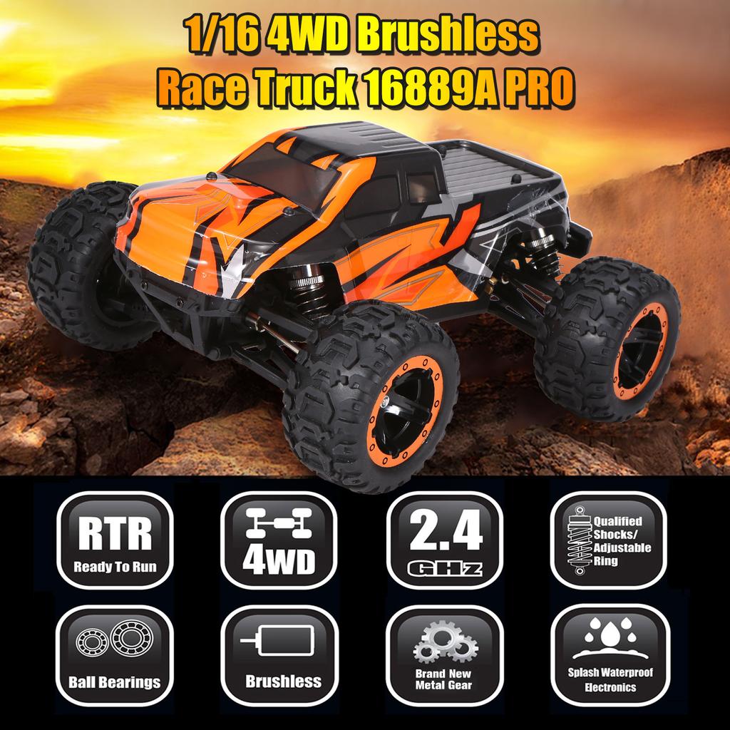 16889A-Pro 1:16 RC Car 4WD Big Foot RC Car 45 Km/h High Speed 2840 Brushless Motor Vehicle All