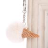 Fluffy Ice Cream Pompom Ball Charm Key Ring Holder Keychain Car Bag Pendant