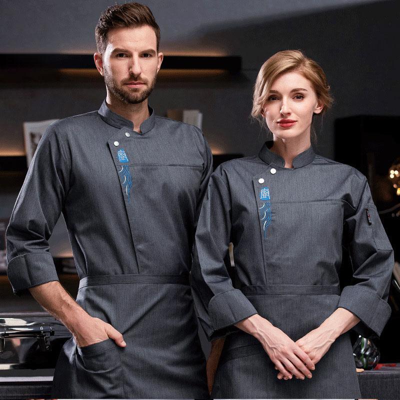 Куртка шеф-повара с длинными рукавами для мужчин и женщин, униформа официанта в ресторане, пальто для кухни, унисекс, одежда для выпечки