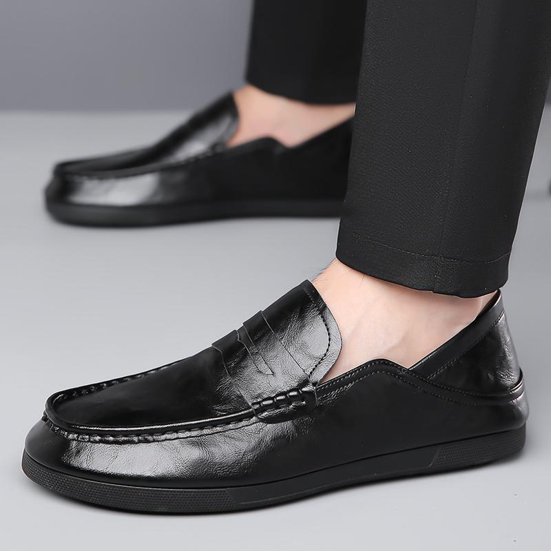 Модные мужские мокасины Slip-On Luxury fashion Leather 2024 новые весенне-осенние мужские повседневные туфли для отдыха на открытом воздухе Плоские деловые туфли мужские Трендовые мокасины
