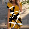 Summer Fashion Women's V Neck Short Sleeve Splicing Patterns Printed Dress Sex Short Skirt Dresses