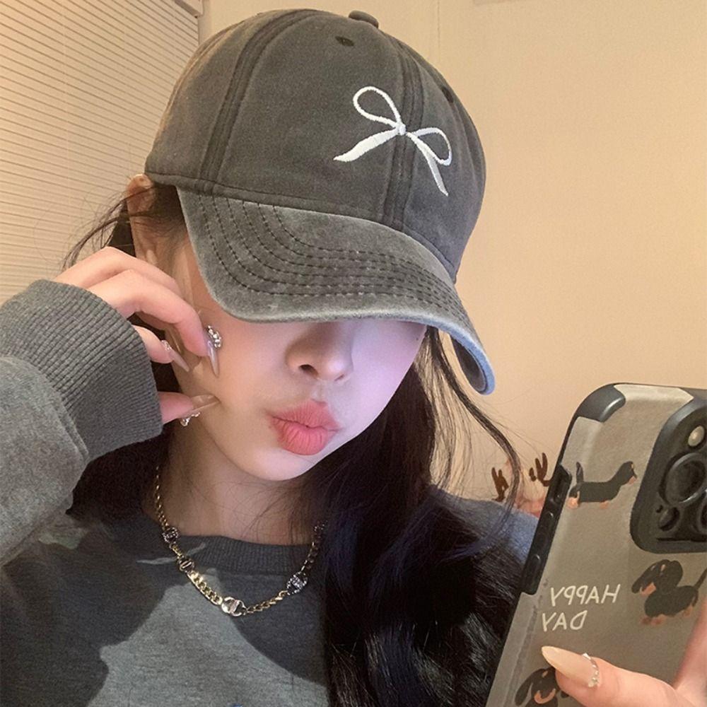 Embroidery Embroidery Bow Baseball Cap Cotton Peaked Cap Apparel Accessories Sun Hat  Men