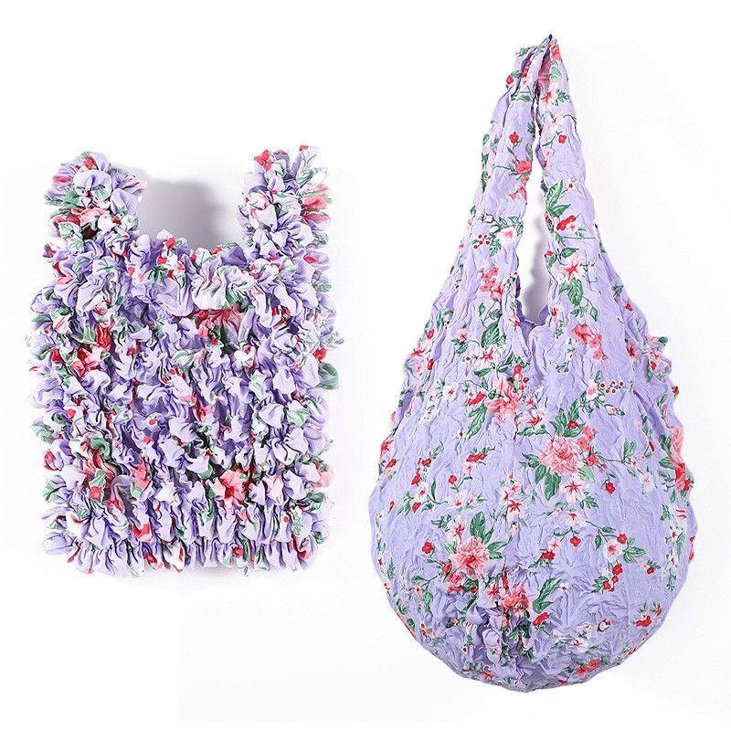 New Flower Folding Handheld Environmentally Friendly Large Capacity Household Portable Shopping Bag with High Elasticity Magic Stretch Bubble