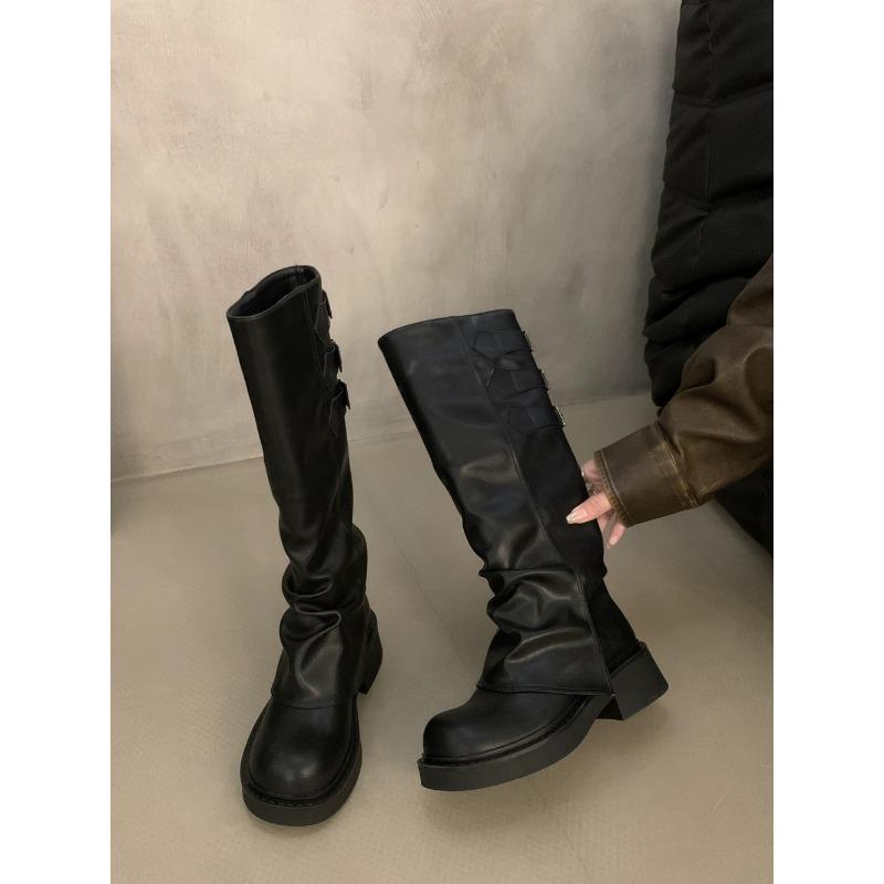 High Appearance Level Thick Bottom Round Head Thin Fashion All Comfortable Non-slip Breathable Wear-resistant High Boots Women