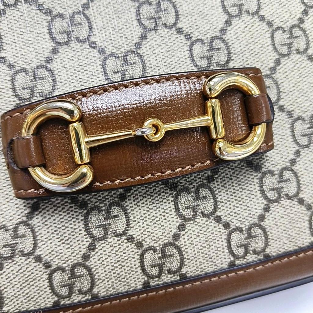 [Pre-Owned] Horsebit 1955 Vintage Logo Stripe Webbing Canvas And Leather Saddle Bag - Very Good #QV9U1F