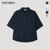[Она промахивается] Хлопковая рубашка с накладным карманом и коротким рукавом SwwStp22050