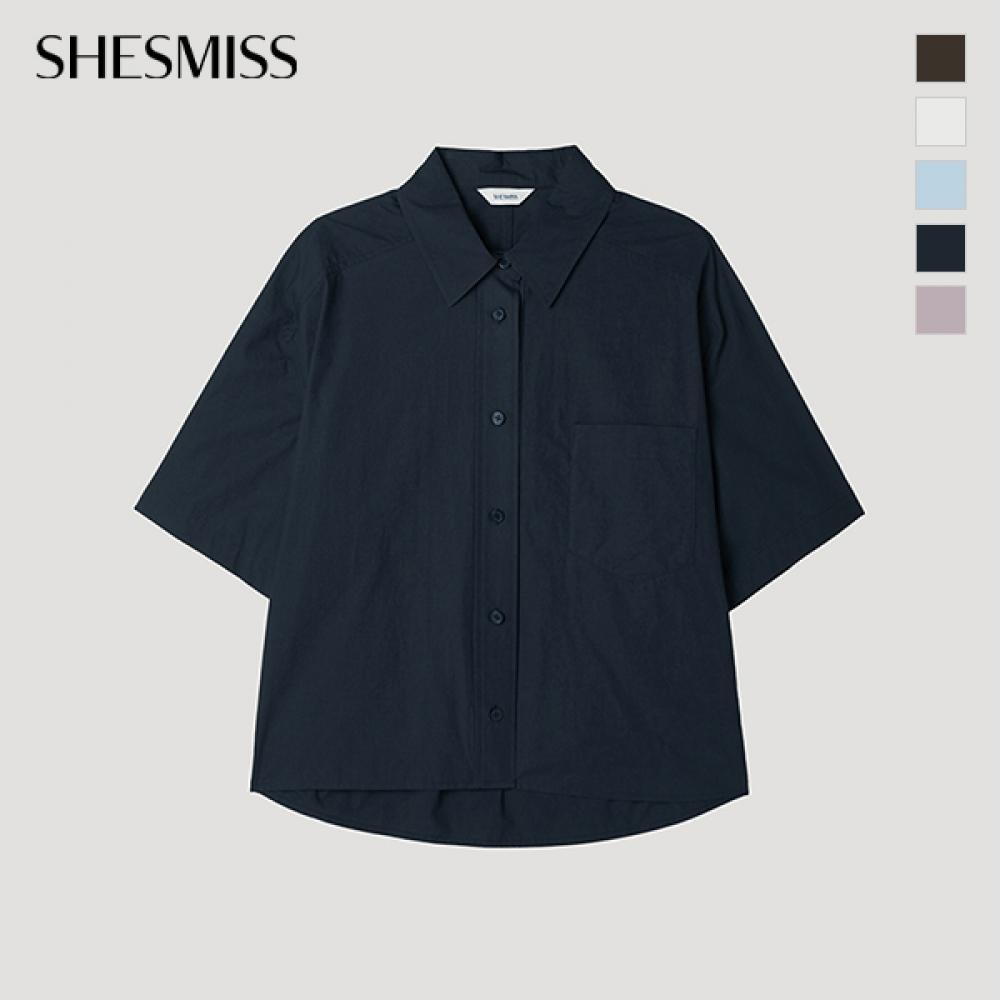 [Она промахивается] Хлопковая рубашка с накладным карманом и коротким рукавом SwwStp22050