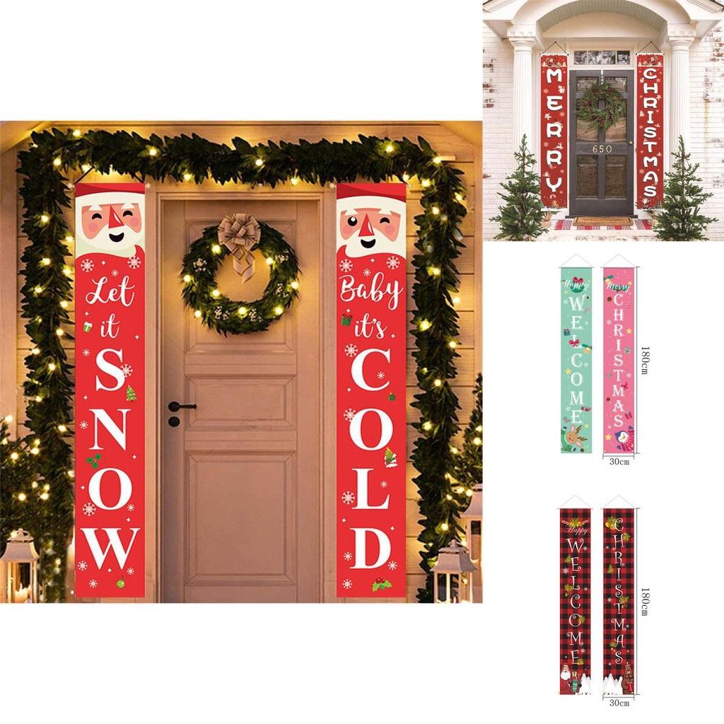 Reusable Christmas Door Hanging Sign Banner Flag Xmas Party Decor