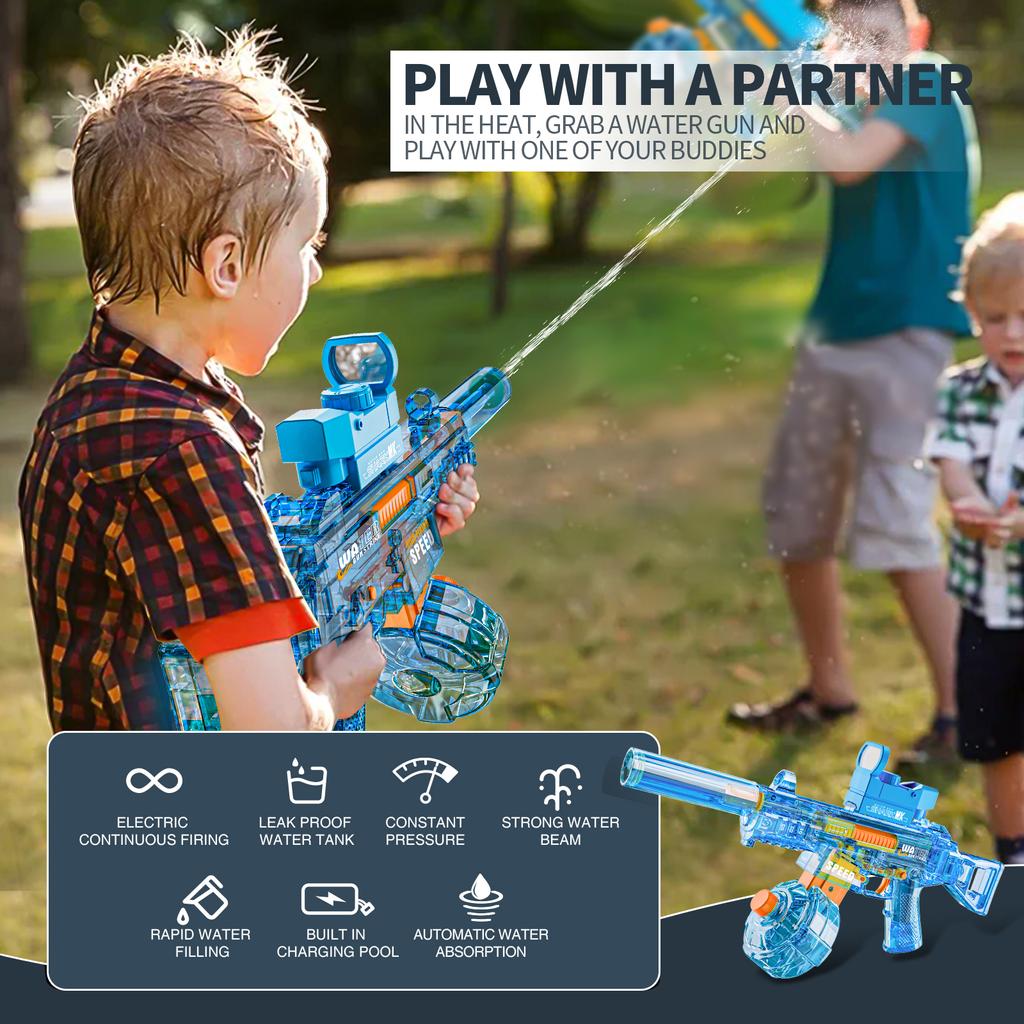 UMP45 электрические водяные пистолеты для взрослых, мощные автоматические водяные бластеры с функцией всасывания воды, летняя пляжная игрушка для детей, подарок