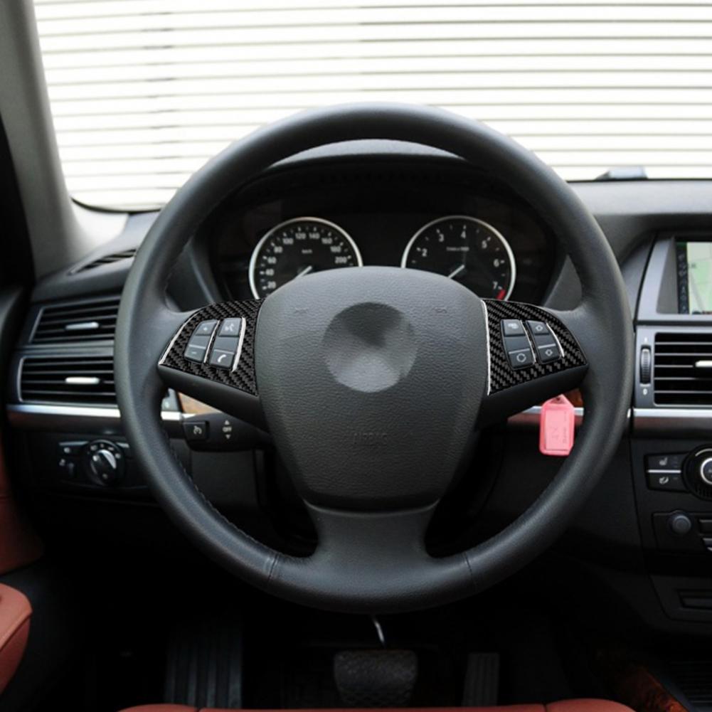 Car Sticker Self-adhesive Interior Trim Carbon Fiber Steering Wheel Button Decal Cover for BMW X5 E70 2008-2013