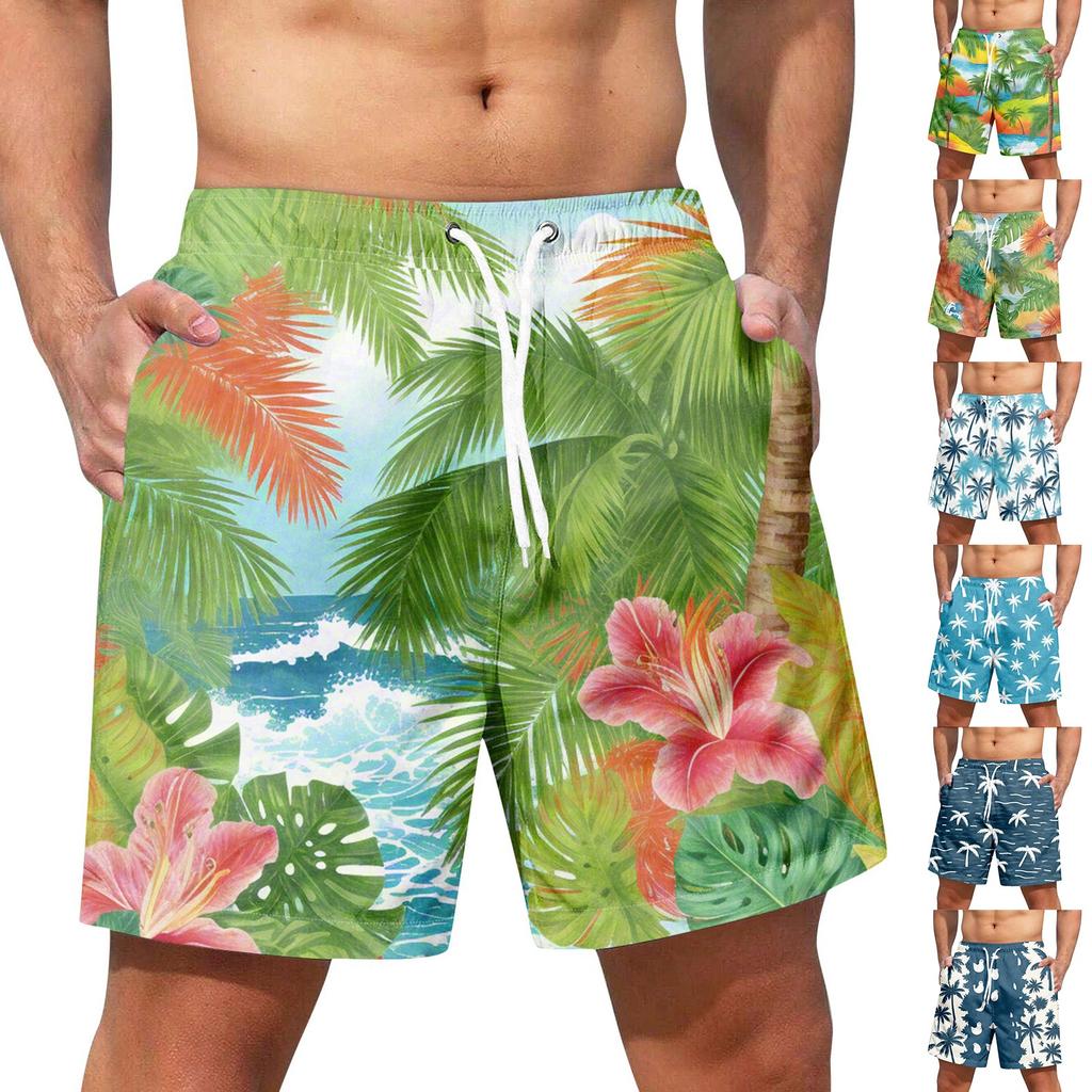 Men's Hawaiian Lace-up Shorts Casual Pants