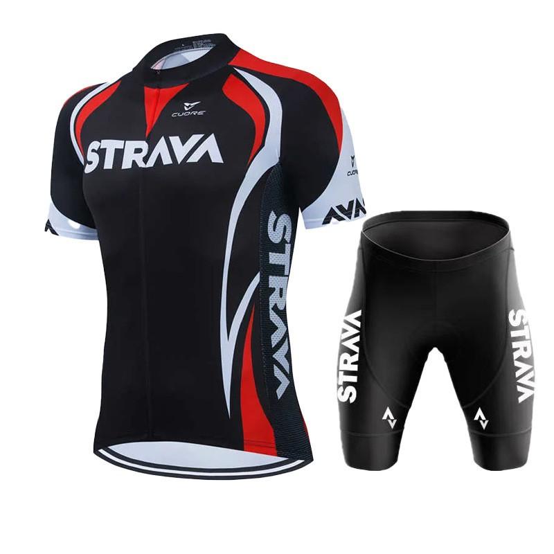 STRAVA Cycling Jersey Short Sleeve Breathable Quick Dry Men Women Road Bike Riding