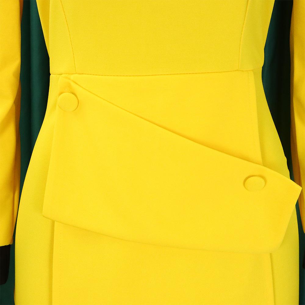 YYFS Женская мода весна осень однотонный принт с длинным рукавом и круглым вырезом с высокой талией повседневные платья