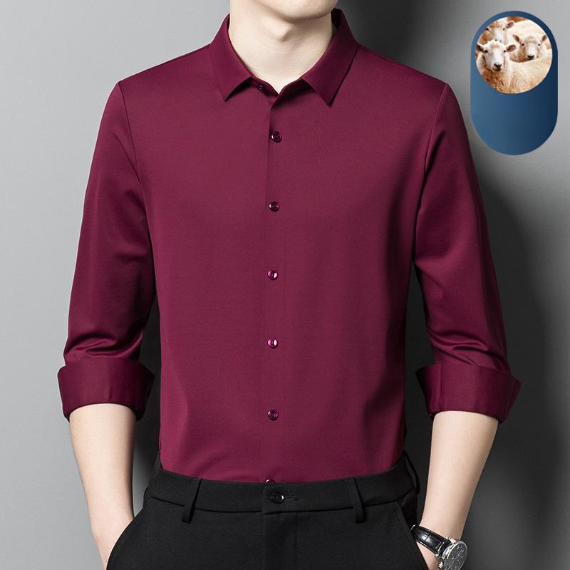 Модная рубашка из шерсти с длинными рукавами для мужчин, весна и осень, новая универсальная рубашка, деловой темперамент, с лацканами, красивая рубашка, модная