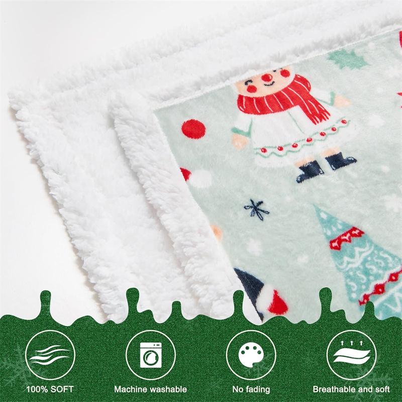 Christmas Throw Blanket Christmas Decorations Gifts For Women Sherpa Flannel Fleece Winter Holiday Blanket For Couch Sofa Bed
