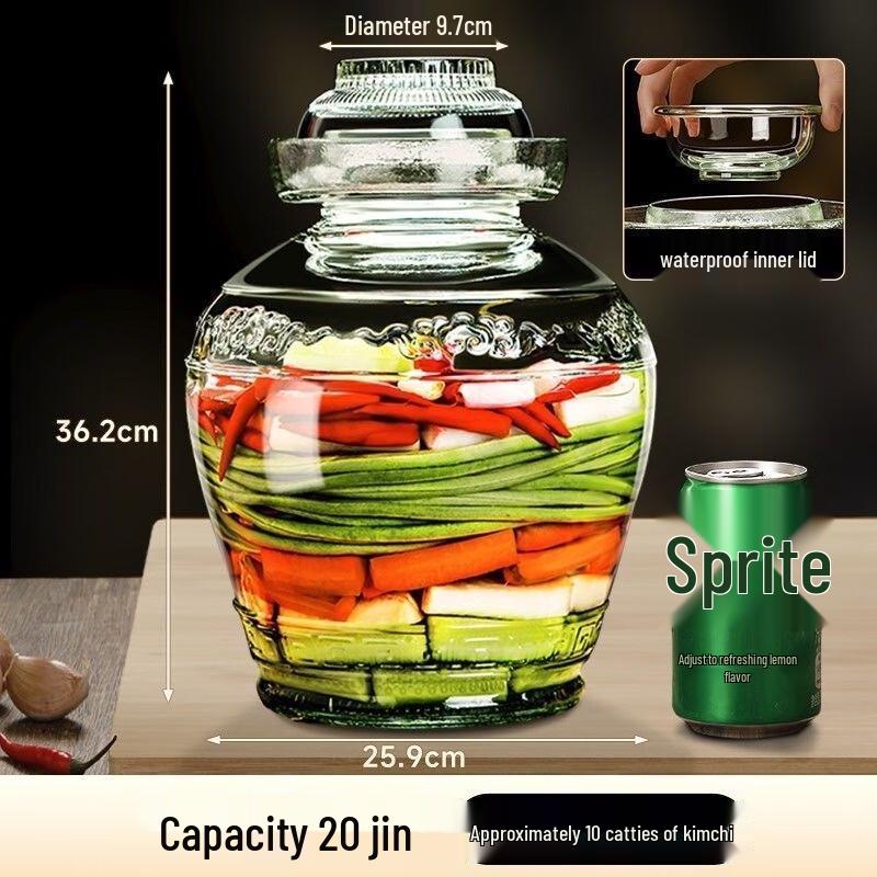 JINGRX Thickened Glass Pickling & Sauerkraut Jar
